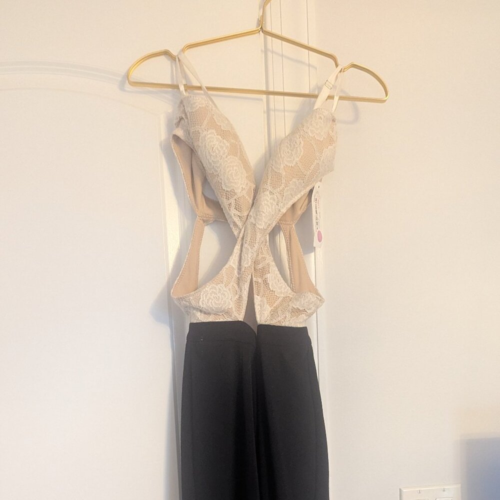 That Little Black Dress Lace-Bra Jumpsuit — Black/Cream (M) NWT